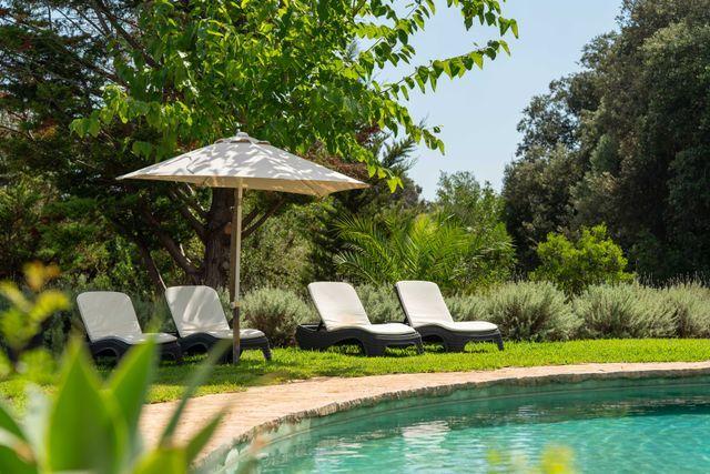 Pool und Sonnenliegen