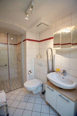 Bad WC mit Haltegriff und ebenerdiger Dusche