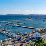 Herrlicher Ausblick auf Stadthafen und Ostsee